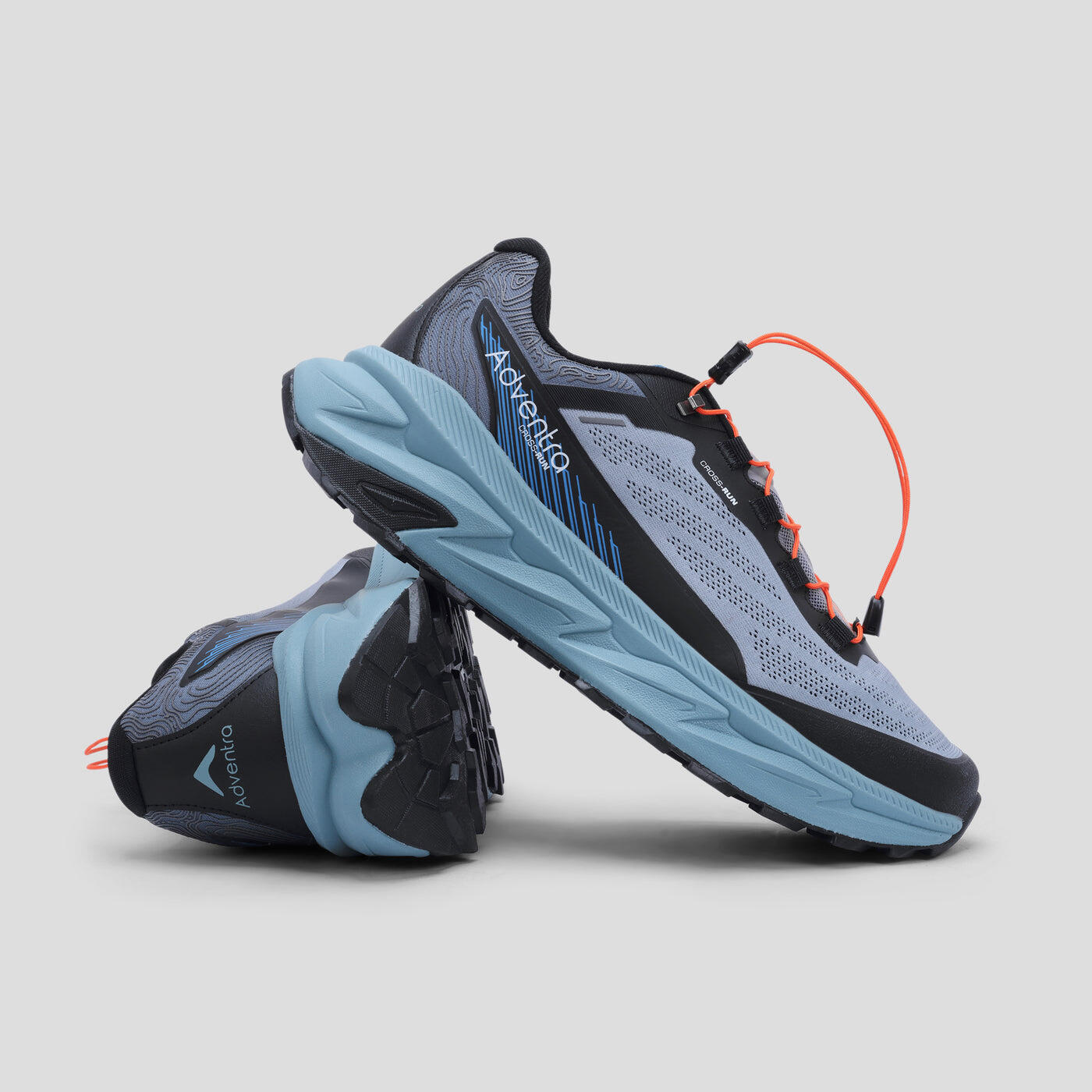 Adventra Men Trail Running Ultra Grip Lightweight Sports Shoes (TR2012) Grey-Blue