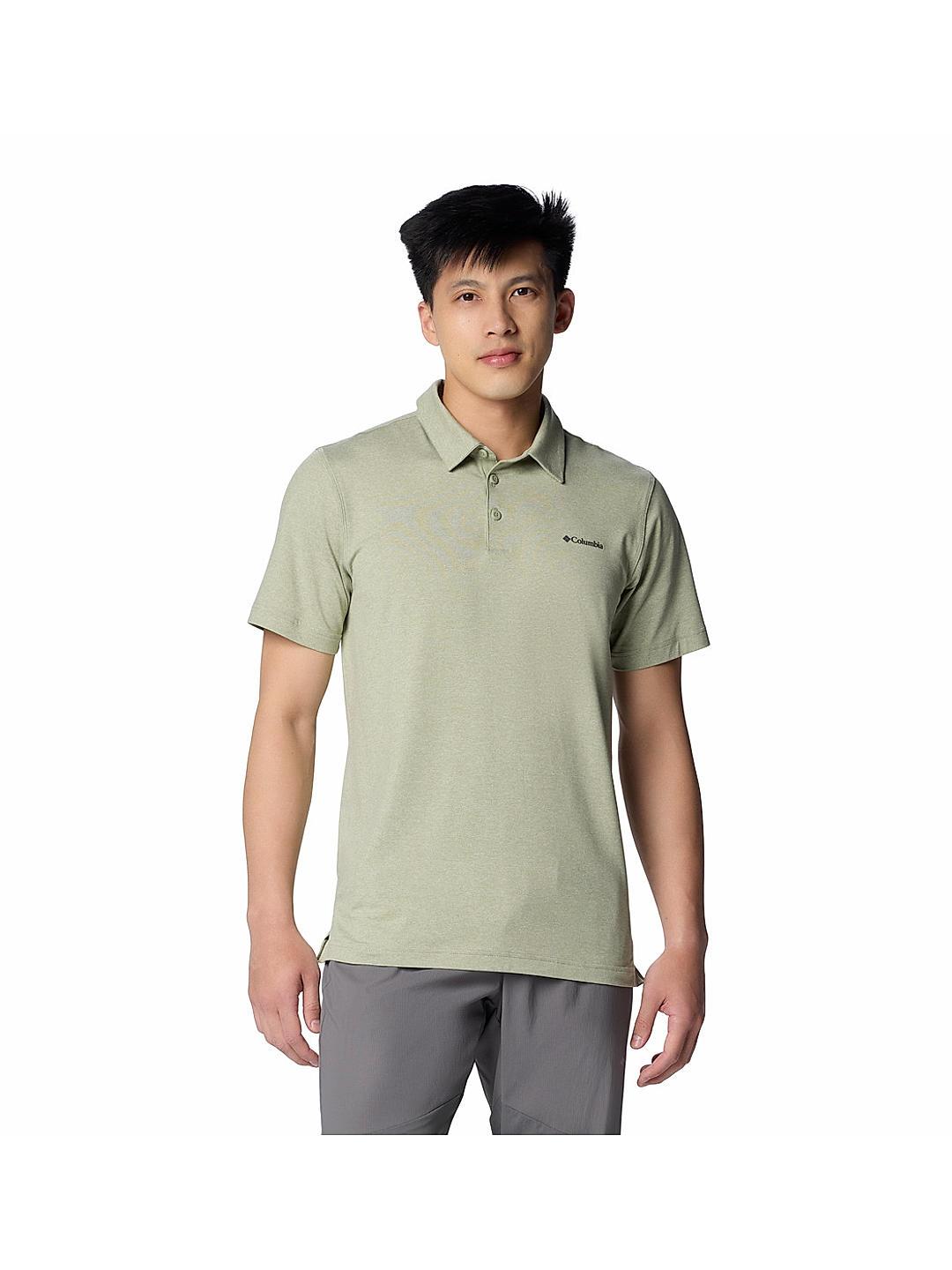 Columbia Mens Green Omni-Wick Tech Trail Polo Tshirt