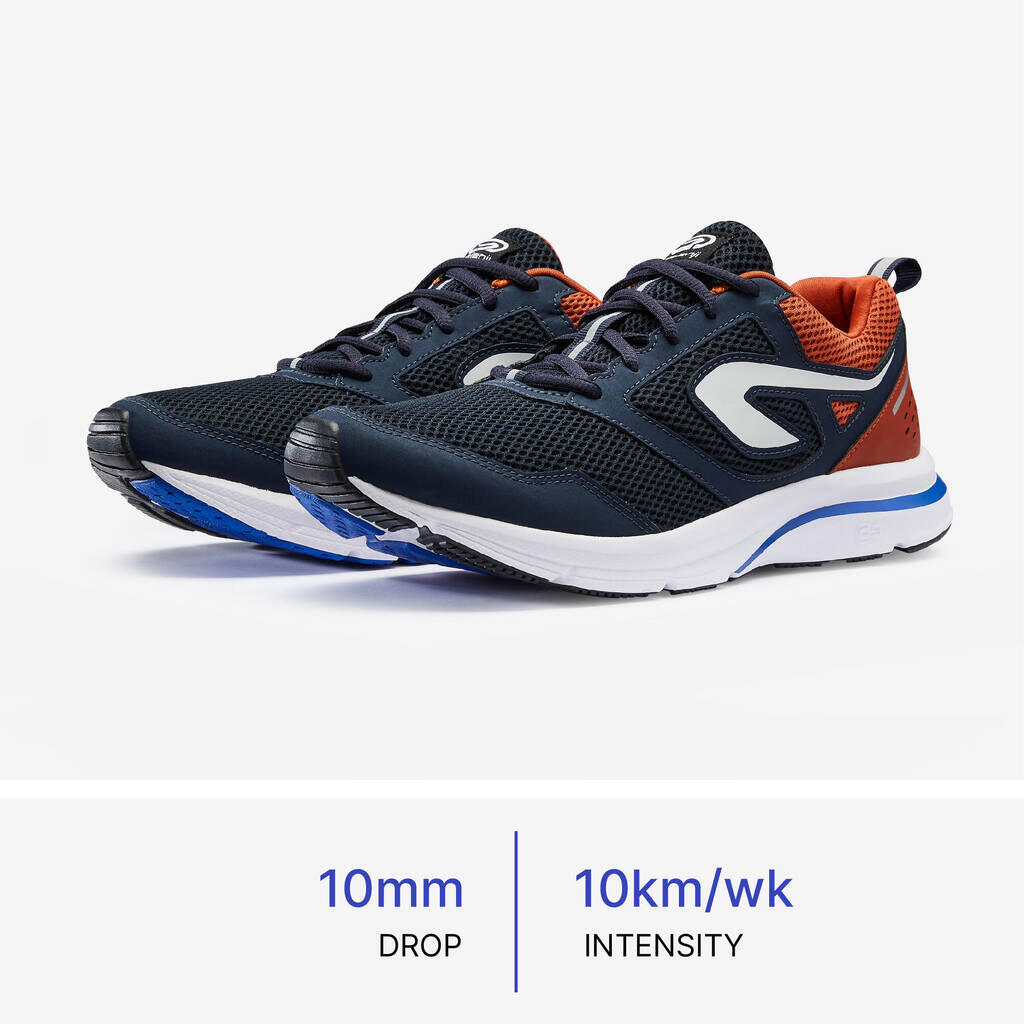 KALENJI RUN ACTIVE Lightweight Cushioned Men Running Shoes UPTO 10 km/wk - Navy Red